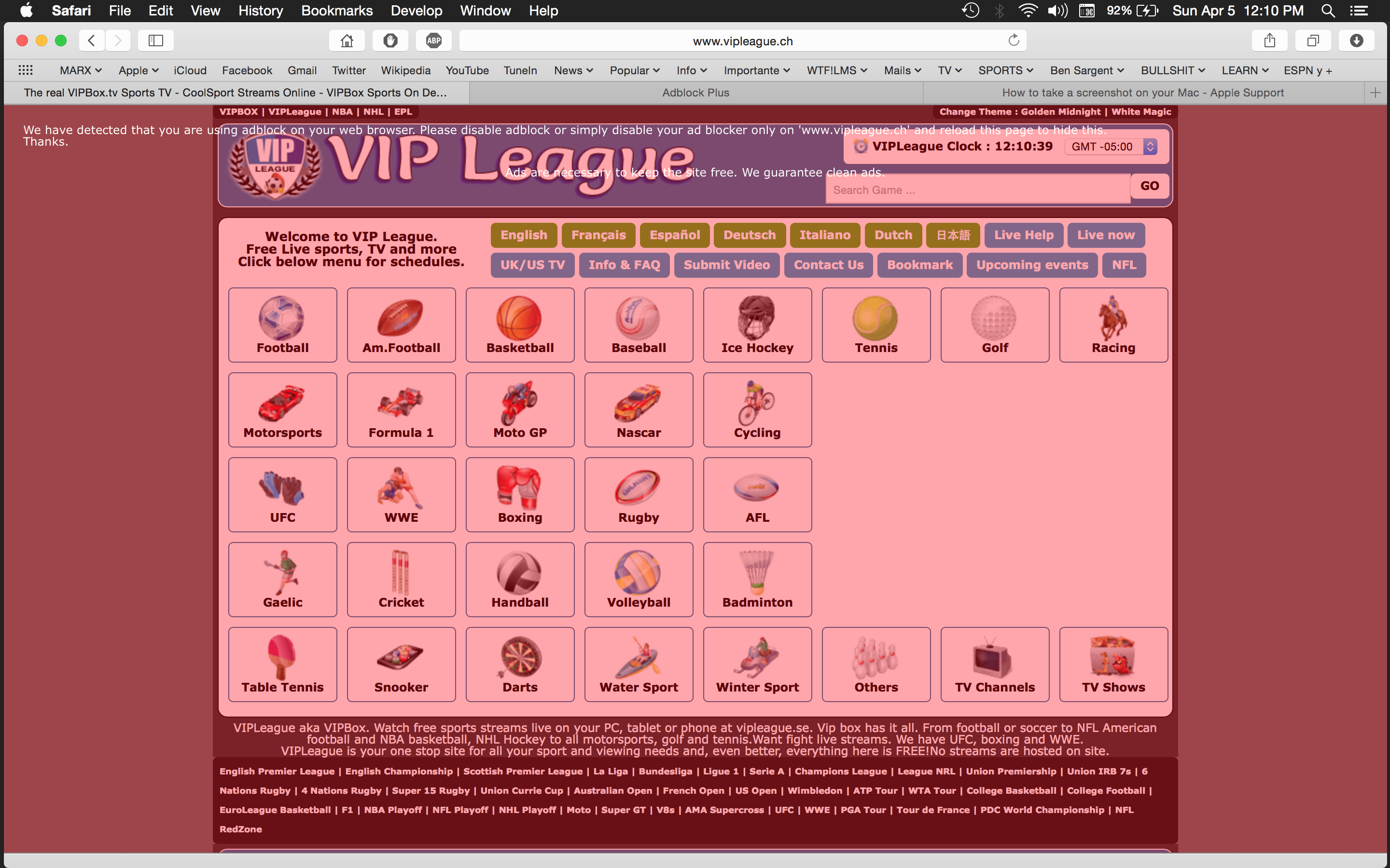 Impossible to block the ADBLOCK DETECTION SCREEN in www.vipleague.ch / Questions / Discussion Area
